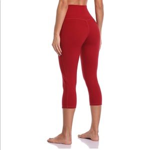 ColorfulKoala Brush Capri w/ pockets- Rose Red